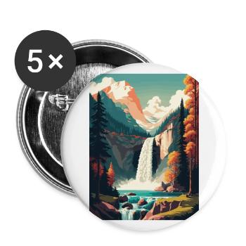 Jauns Falls Suisse Vintage voyage affiche WPA - Lot de 5 grands badges (56 mm) - blanc - Devant