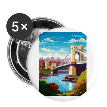 Bristol England Bridge Vintage Travel Poster WPA - Buttons large 2.2''/56 mm (5-pack) - white - Front