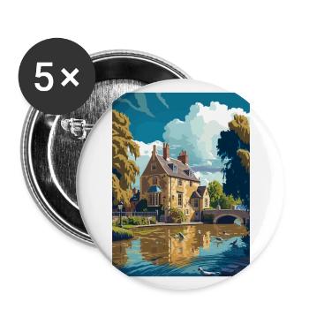 Bourton On The Water England Vintage Travel Poster - Buttons large 2.2''/56 mm (5-pack) - white - Front