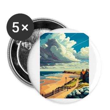 Saltburn au bord de la mer Angleterre Vintage voyage affiche - Lot de 5 grands badges (56 mm) - blanc - Devant
