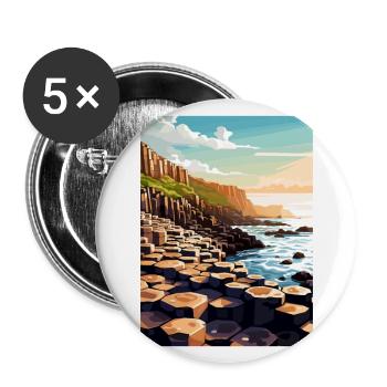 Giant S Causeway Nordirland Reiseposter - Buttons groß 56 mm (5er Pack) - Weiß - Vorne