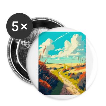 Affiche de voyage de randonnée sur le sentier national Ridgeway - Lot de 5 grands badges (56 mm) - blanc - Devant