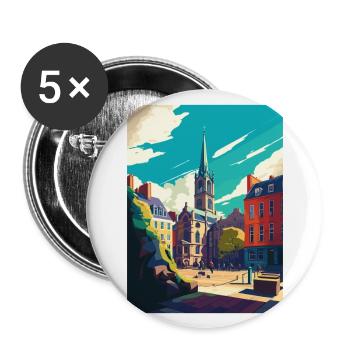 Aberdeen Scotlandscape Vintage Reiseposter WPA - Buttons groß 56 mm (5er Pack) - Weiß - Vorne
