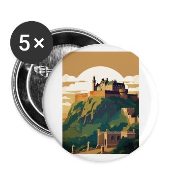 Edinburghscape European Scotland affiche de voyage - Lot de 5 grands badges (56 mm) - blanc - Devant