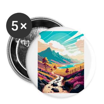 West Highland Dekoration Scottish Highlands Reisen - Buttons groß 56 mm (5er Pack) - Weiß - Vorne