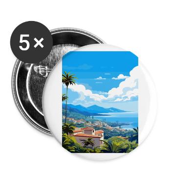 Kanarische Inseln Spanien Vintage Reiseposter WPA Kunst - Buttons groß 56 mm (5er Pack) - Weiß - Vorne