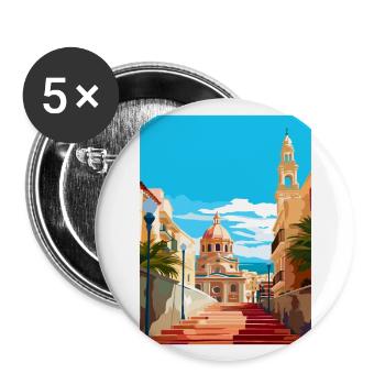 Alicante Spanien Vintage Reiseposter WPA Souvenir - Buttons groß 56 mm (5er Pack) - Weiß - Vorne