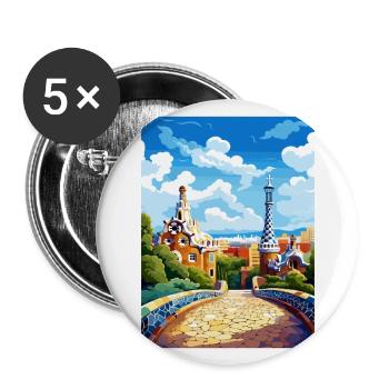 Barcelona Spain Vintage Travel Poster WPA Souvenir - Buttons large 2.2''/56 mm (5-pack) - white - Front
