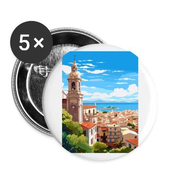 Malaga Espagne Vintage voyage affiche WPA Souvenir - Lot de 5 grands badges (56 mm) - blanc - Devant