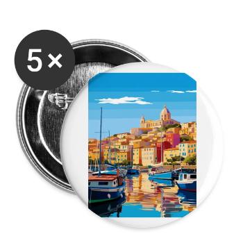 Cagliari Italy Vintage Travel Poster WPA Souvenir - Buttons large 2.2''/56 mm (5-pack) - white - Front