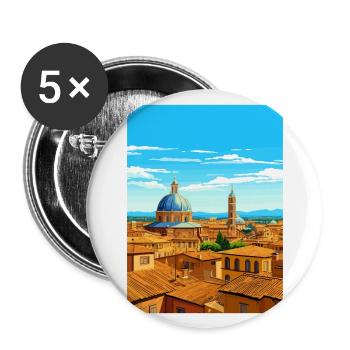 Bologne Décoration Italie Vintage Voyage Affiche WPA - Lot de 5 grands badges (56 mm) - blanc - Devant