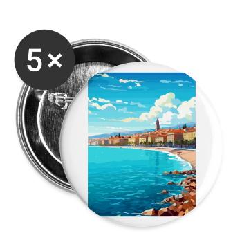 Nice Francescape Vintage Travel Poster Souvenir - Buttons large 2.2''/56 mm (5-pack) - white - Front