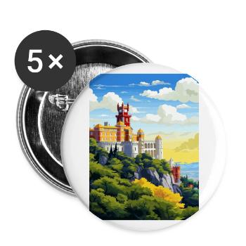 Sintra Portugal Vintage voyage affiche WPA Souvenir - Lot de 5 grands badges (56 mm) - blanc - Devant