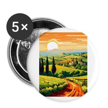 Tuscany Italy Decoration Vintage Travel Poster WPA - Buttons large 2.2''/56 mm (5-pack) - white - Front