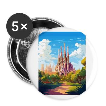 Barcelona Spain Vintage Travel Poster WPA Souvenir - Buttons large 2.2''/56 mm (5-pack) - white - Front