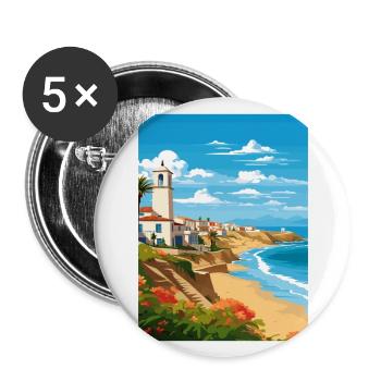Costa De La Luz Espagne Vintage Voyage Poster WPA - Lot de 5 grands badges (56 mm) - blanc - Devant