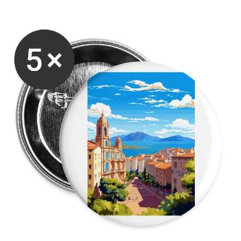 Malaga Espagne Vintage voyage affiche WPA Souvenir - Lot de 5 grands badges (56 mm) - blanc - Devant