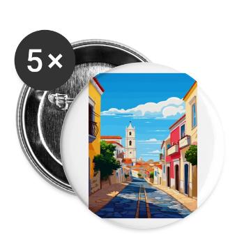 Lagos Portugal Vintage voyage affiche WPA Souvenir - Lot de 5 grands badges (56 mm) - blanc - Devant