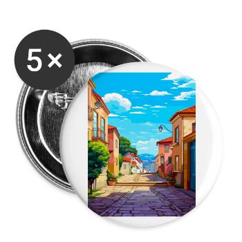 Vianna Do Castelo Portugal Vintage Reiseposter - Buttons groß 56 mm (5er Pack) - Weiß - Vorne
