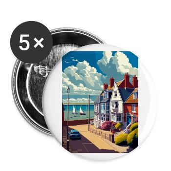 Whitstable England Kent Vintage Reiseposter WPA - Buttons groß 56 mm (5er Pack) - Weiß - Vorne