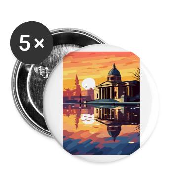 Trafalgar Square England Vintage Reiseposter WPA - Buttons groß 56 mm (5er Pack) - Weiß - Vorne