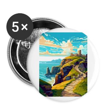 Tintagel Castle England Vintage Travel Poster WPA - Buttons large 2.2''/56 mm (5-pack) - white - Front