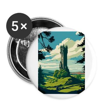 Wallace Monument Schottland Vintage Reiseposter - Buttons groß 56 mm (5er Pack) - Weiß - Vorne
