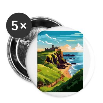 Dunnottar Castle England Vintage Travel Poster WPA - Buttons large 2.2''/56 mm (5-pack) - white - Front