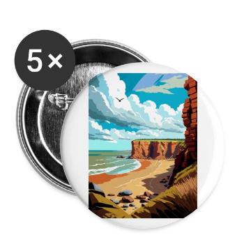 Hunstanton Cliffs England Vintage Reiseposter - Buttons groß 56 mm (5er Pack) - Weiß - Vorne