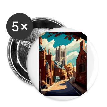 Richmond England Yorkshire Vintage Reiseposter - Buttons groß 56 mm (5er Pack) - Weiß - Vorne