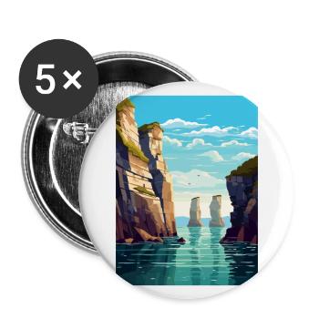 Stack Rocks Pembrokeshire Affiche de voyage Vintage - Lot de 5 grands badges (56 mm) - blanc - Devant