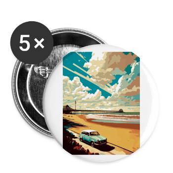 Western Super Mare England Vintage Travel Poster - Buttons large 2.2''/56 mm (5-pack) - white - Front