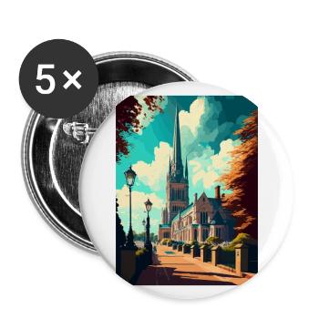 Salisbury England Souvenir Vintage Reiseposter - Buttons groß 56 mm (5er Pack) - Weiß - Vorne