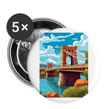 Bristol England Brücke Vintage Reiseposter WPA - Buttons groß 56 mm (5er Pack) - Weiß - Vorne