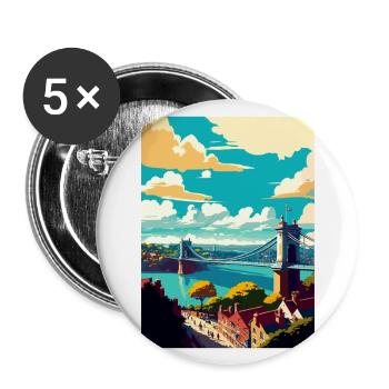 Bristol England Bridge Vintage Travel Poster WPA - Buttons large 2.2''/56 mm (5-pack) - white - Front