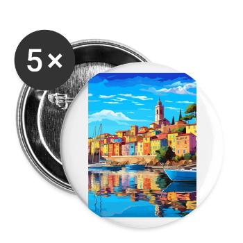 La Spezia Italien Vintage Reiseposter WPA Souvenir - Buttons groß 56 mm (5er Pack) - Weiß - Vorne
