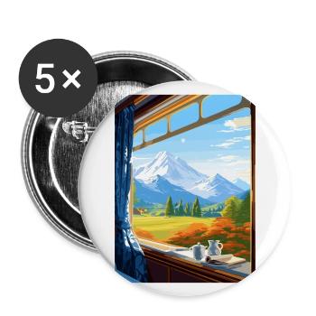 Orient Express Europa Deko Vintage Reiseposter - Buttons groß 56 mm (5er Pack) - Weiß - Vorne