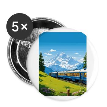 Orient Express Europa Deko Vintage Reiseposter - Buttons groß 56 mm (5er Pack) - Weiß - Vorne