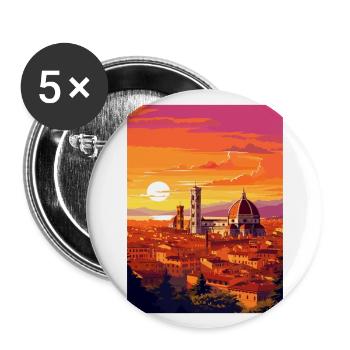 Florence Italie Décoration Vintage Voyage Affiche - Lot de 5 grands badges (56 mm) - blanc - Devant