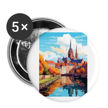 Amiens France Vintage Travel Poster WPA Souvenir - Buttons large 2.2''/56 mm (5-pack) - white - Front