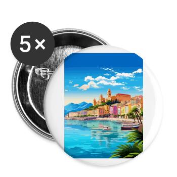 La Spezia Italien Vintage Reiseposter WPA Souvenir - Buttons groß 56 mm (5er Pack) - Weiß - Vorne