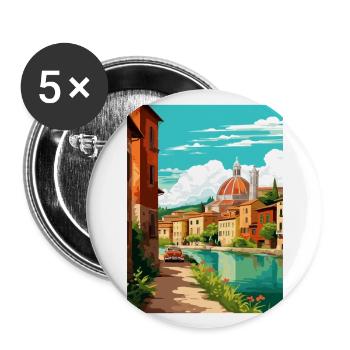 Vérone Italie Décoration Vintage Voyage Affiche WPA - Lot de 5 grands badges (56 mm) - blanc - Devant
