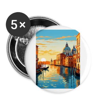 Venedig Italien Dekoration Markusplatz Souvenir - Buttons groß 56 mm (5er Pack) - Weiß - Vorne