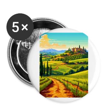 Tuscany Italy Decoration Vintage Travel Poster WPA - Buttons large 2.2''/56 mm (5-pack) - white - Front