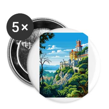 Sintra Portugal Vintage voyage affiche WPA Souvenir - Lot de 5 grands badges (56 mm) - blanc - Devant