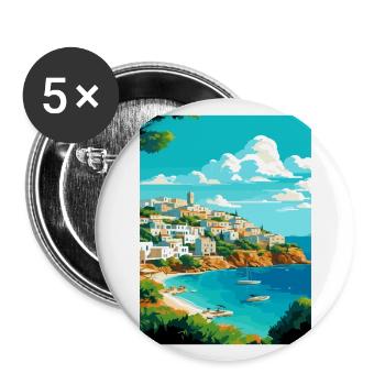 Ibiza Spain Vintage Travel Poster WPA Souvenir - Buttons large 2.2''/56 mm (5-pack) - white - Front
