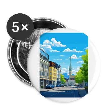 Zurich Suisse Vintage voyage affiche Souvenir - Lot de 5 grands badges (56 mm) - blanc - Devant