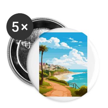 Estoril Portugal Vintage voyage affiche Souvenir - Lot de 5 grands badges (56 mm) - blanc - Devant