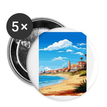 Cascais Portugal Vintage voyage affiche Souvenir - Lot de 5 grands badges (56 mm) - blanc - Devant