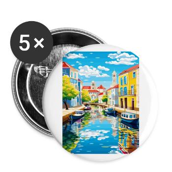 Aveiro Portugal Vintage Travel Poster WPA Souvenir - Buttons large 2.2''/56 mm (5-pack) - white - Front